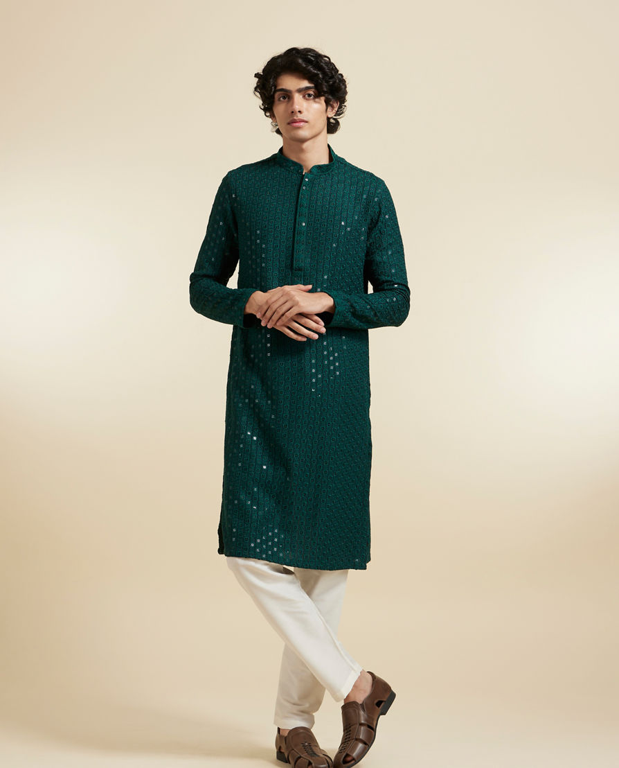 Diwas Men Dark Green Viscose Kurta Pajama