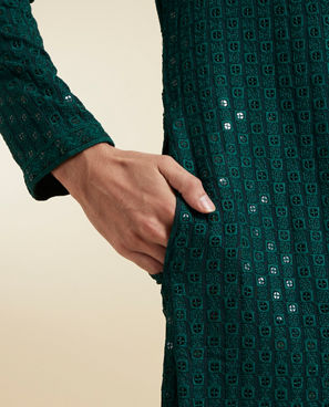 Diwas Men Dark Green Viscose Kurta Pajama
