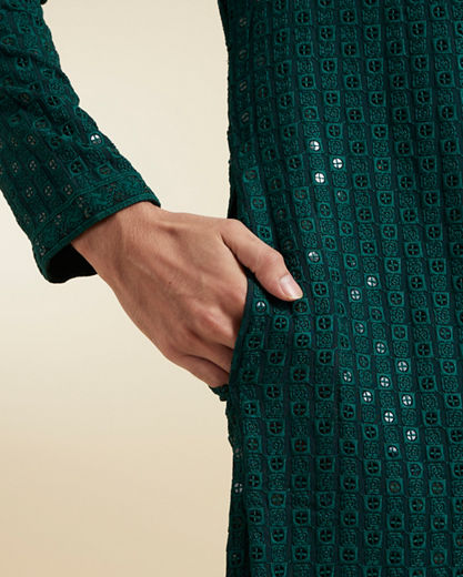 Diwas Men Dark Green Viscose Kurta Pajama