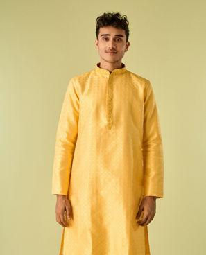 Diwas Men Fervent Yellow Art Silk Kurta Pajama Set