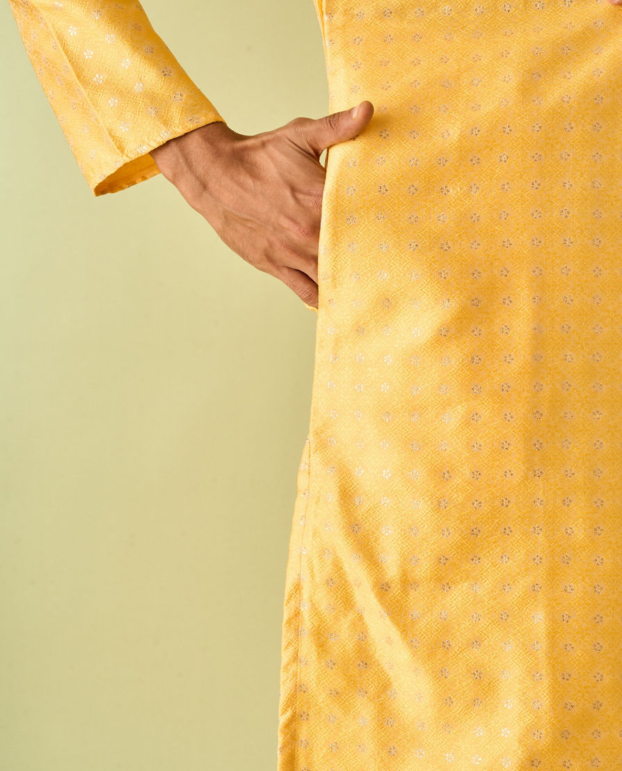 Diwas Men Fervent Yellow Art Silk Kurta Pajama Set