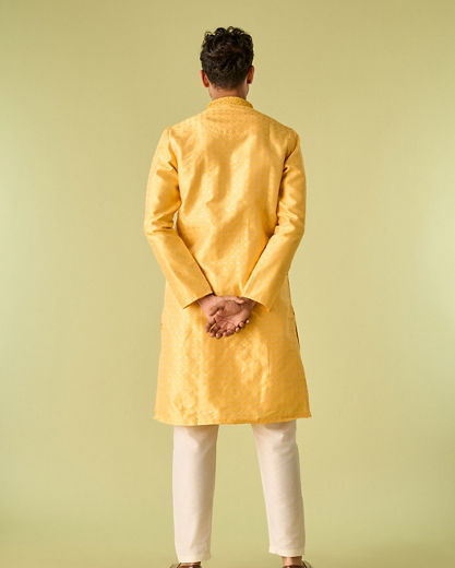 Diwas Men Fervent Yellow Art Silk Kurta Pajama Set