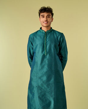 Diwas Men Teal Green Festive Kurta Pajama
