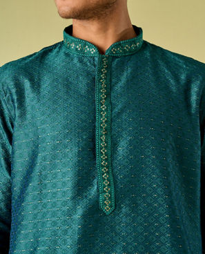 Diwas Men Teal Green Festive Kurta Pajama