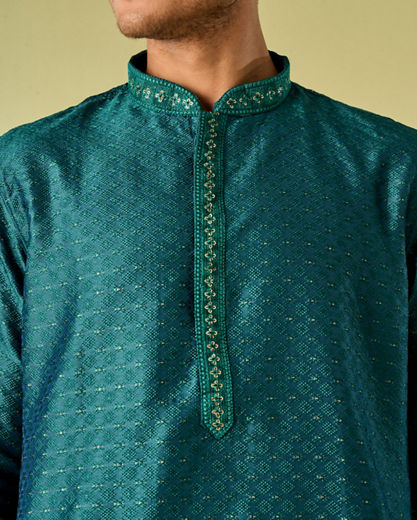 Diwas Men Teal Green Festive Kurta Pajama
