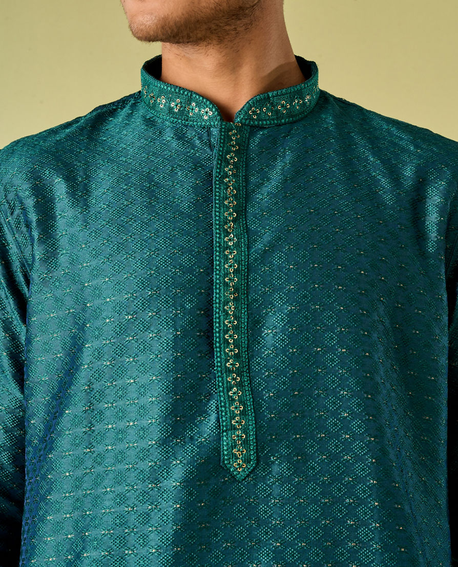 Diwas Men Teal Green Festive Kurta Pajama