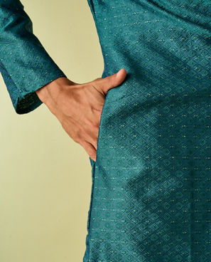 Diwas Men Teal Green Festive Kurta Pajama