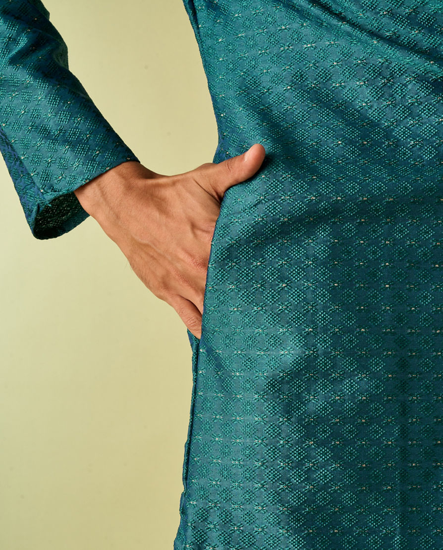 Diwas Men Teal Green Festive Kurta Pajama