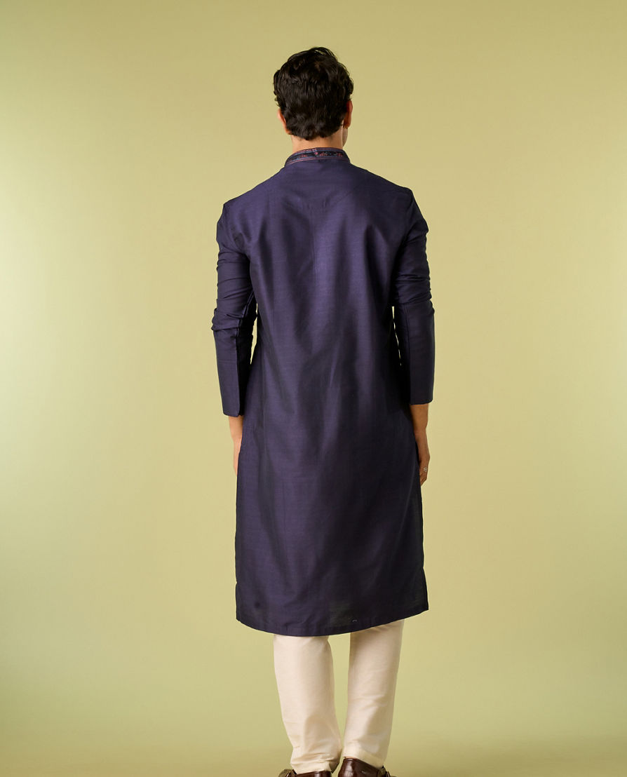 Diwas Men Dark Blue Festive Kurta Pajama