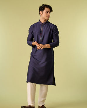 Diwas Men Dark Blue Festive Kurta Pajama