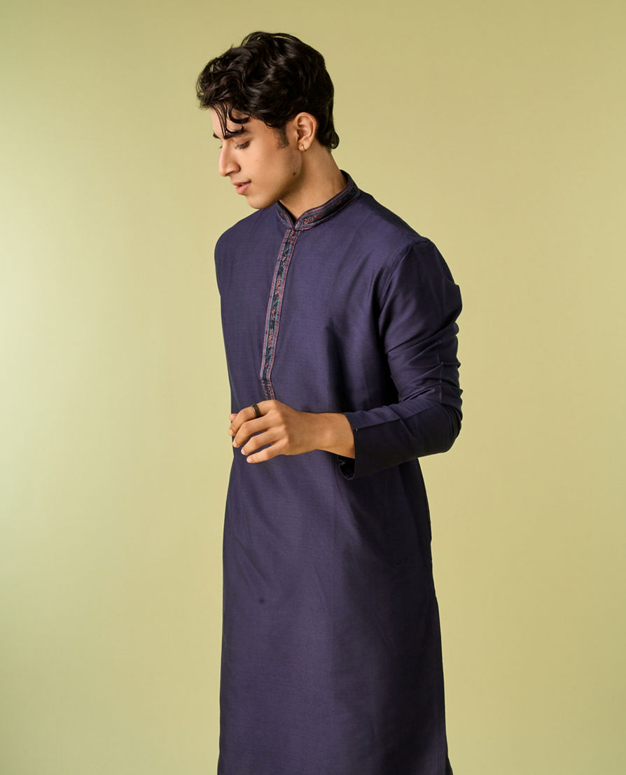 Diwas Men Dark Blue Festive Kurta Pajama