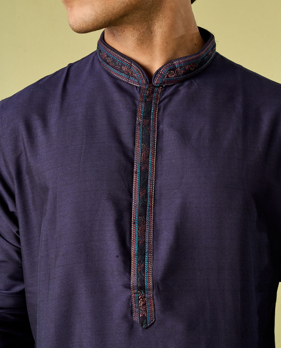 Diwas Men Dark Blue Festive Kurta Pajama