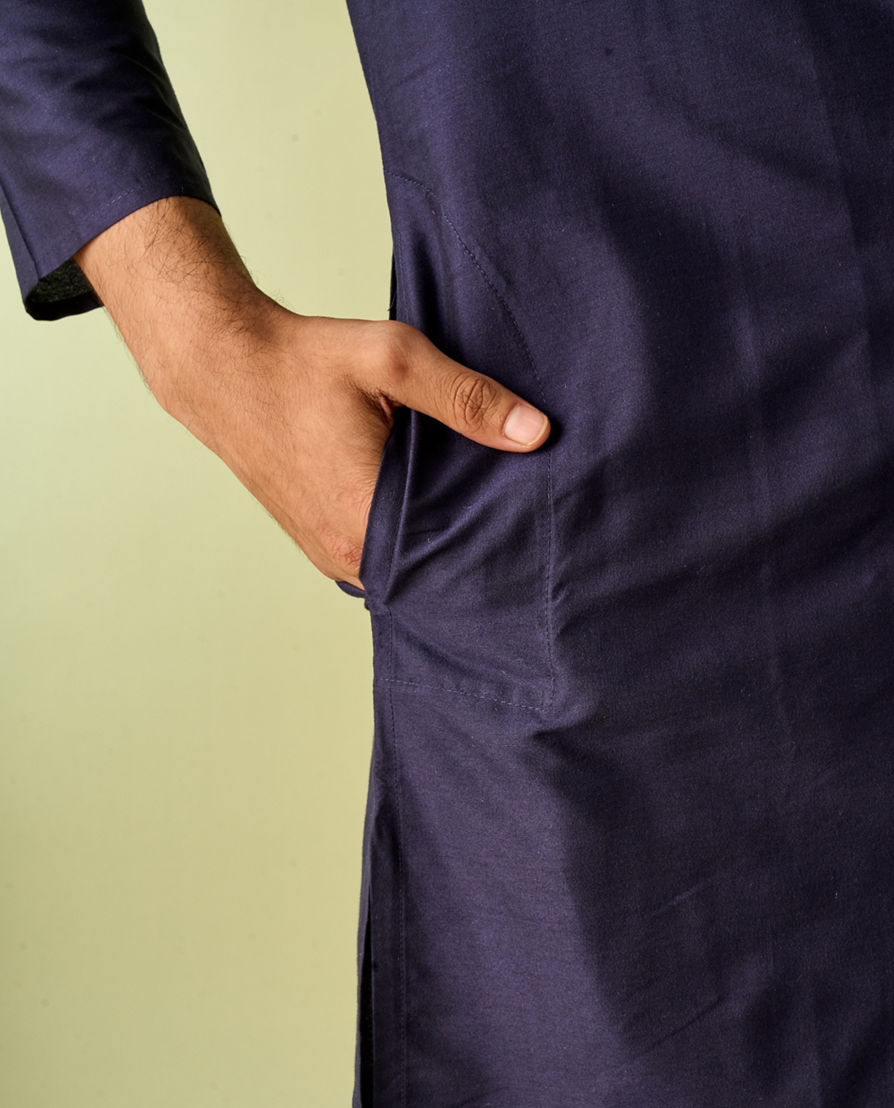 Diwas Men Dark Blue Festive Kurta Pajama