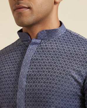 Diwas Men Dark Blue Kurta Pajama