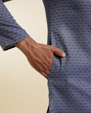 Diwas Men Dark Blue Kurta Pajama