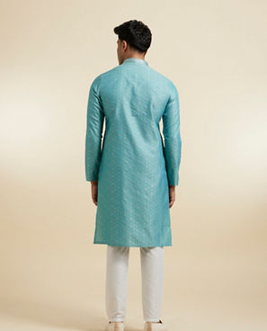 Diwas Men Aqua Green Mystique Kurta Pajama