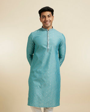 Diwas Men Aqua Green Mystique Kurta Pajama