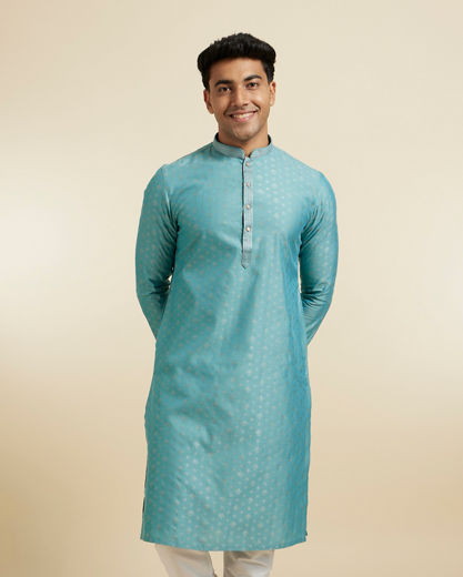 Diwas Men Aqua Green Mystique Kurta Pajama