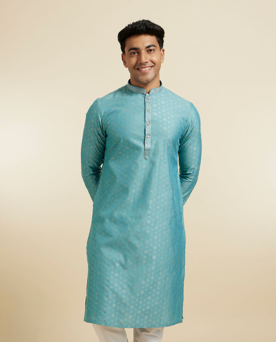 Diwas Men Aqua Green Mystique Kurta Pajama