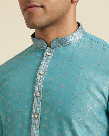 Diwas Men Aqua Green Mystique Kurta Pajama