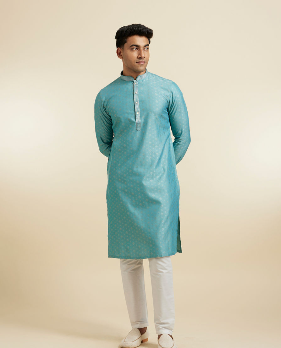 Diwas Men Aqua Green Mystique Kurta Pajama
