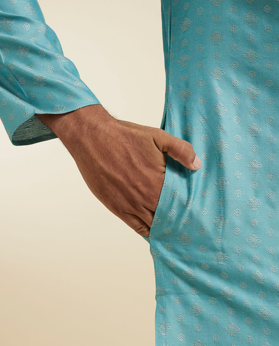 Diwas Men Aqua Green Mystique Kurta Pajama