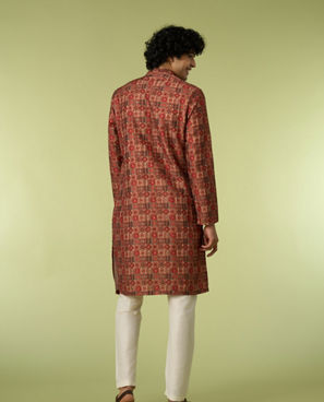 Diwas Men Rust Printed Kurta