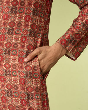 Diwas Men Rust Printed Kurta