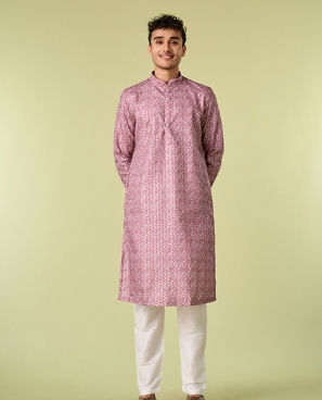 Diwas Men Dusty Pink Exquisite Kurta Pajama