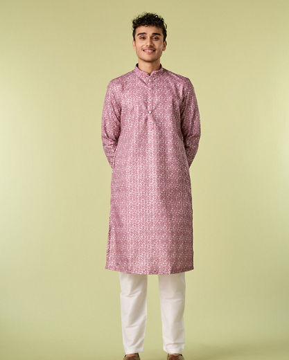 Diwas Men Dusty Pink Exquisite Kurta Pajama