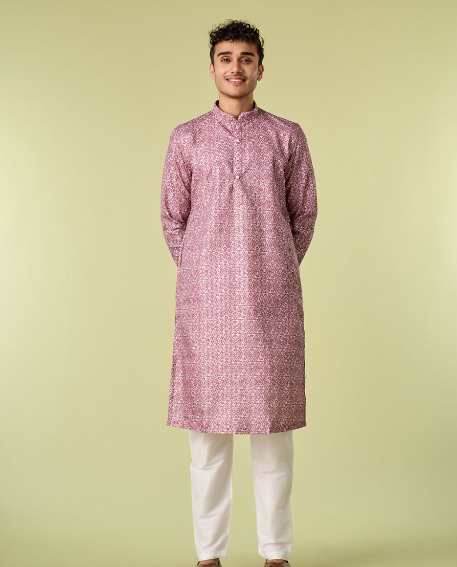 Diwas Men Dusty Pink Exquisite Kurta Pajama