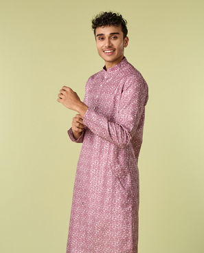 Diwas Men Dusty Pink Exquisite Kurta Pajama