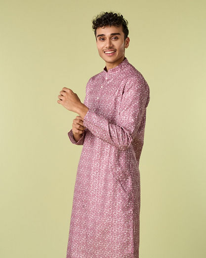 Diwas Men Dusty Pink Exquisite Kurta Pajama
