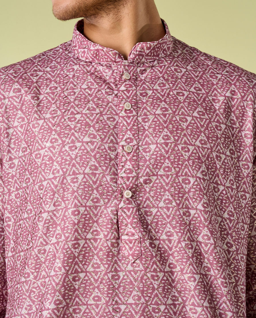 Diwas Men Dusty Pink Exquisite Kurta Pajama