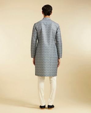 Diwas Men Oxford Blue Diamond Printed Kurta Pajama