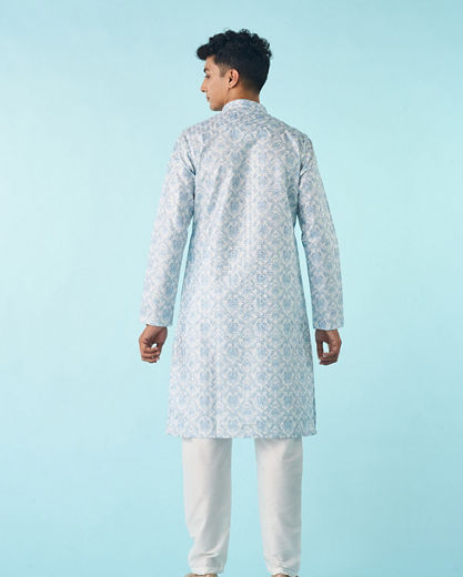 Diwas Men Greyish Blue Elegant Kurta Pajama