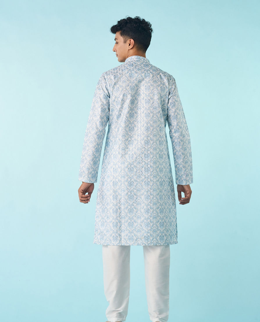 Diwas Men Greyish Blue Elegant Kurta Pajama
