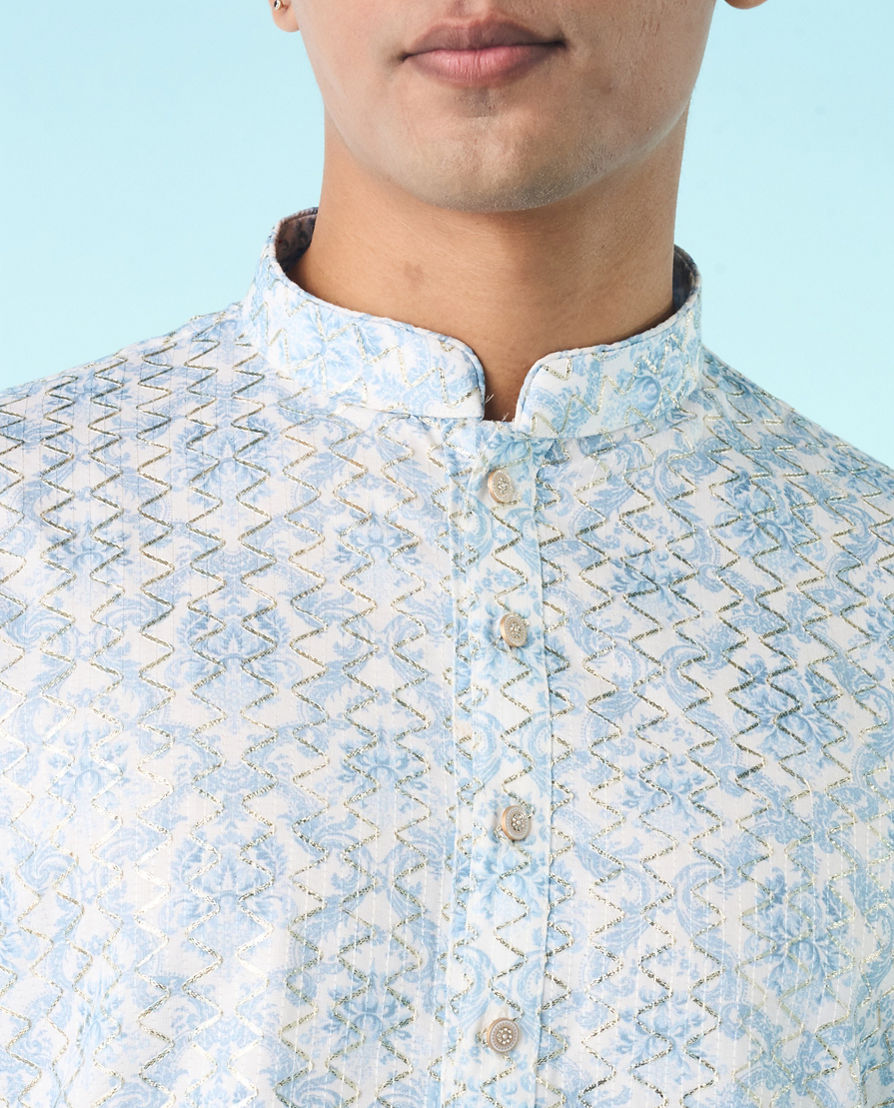 Diwas Men Greyish Blue Elegant Kurta Pajama