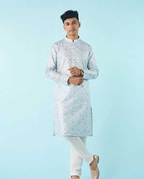 Diwas Men Greyish Blue Elegant Kurta Pajama