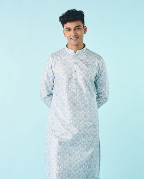 Diwas Men Greyish Blue Elegant Kurta Pajama