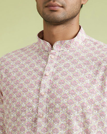 Diwas Men Elegant Pink Cotton Kurta Pajama