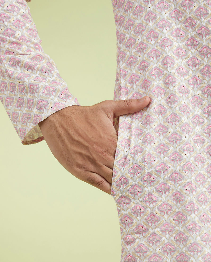 Diwas Men Elegant Pink Cotton Kurta Pajama