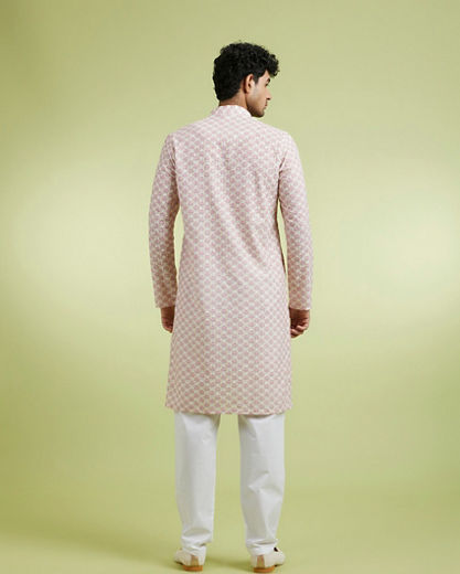 Diwas Men Elegant Pink Cotton Kurta Pajama