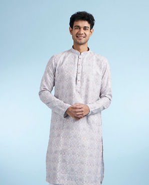 Diwas Men Light Grey Kurta Pajama