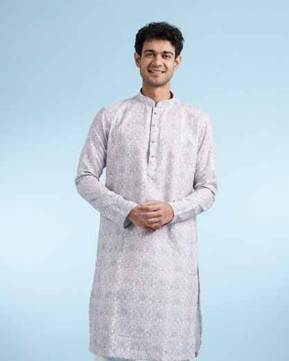 Diwas Men Light Grey Kurta Pajama