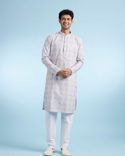 Diwas Men Light Grey Kurta Pajama