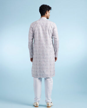 Diwas Men Light Grey Kurta Pajama