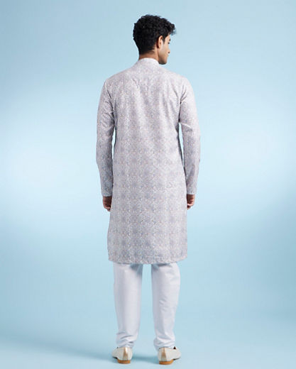 Diwas Men Light Grey Kurta Pajama