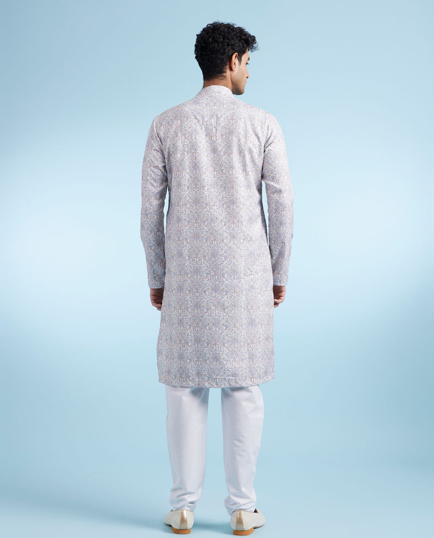 Diwas Men Light Grey Kurta Pajama