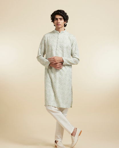 Diwas Men Serene Green Cotton Kurta Pajama